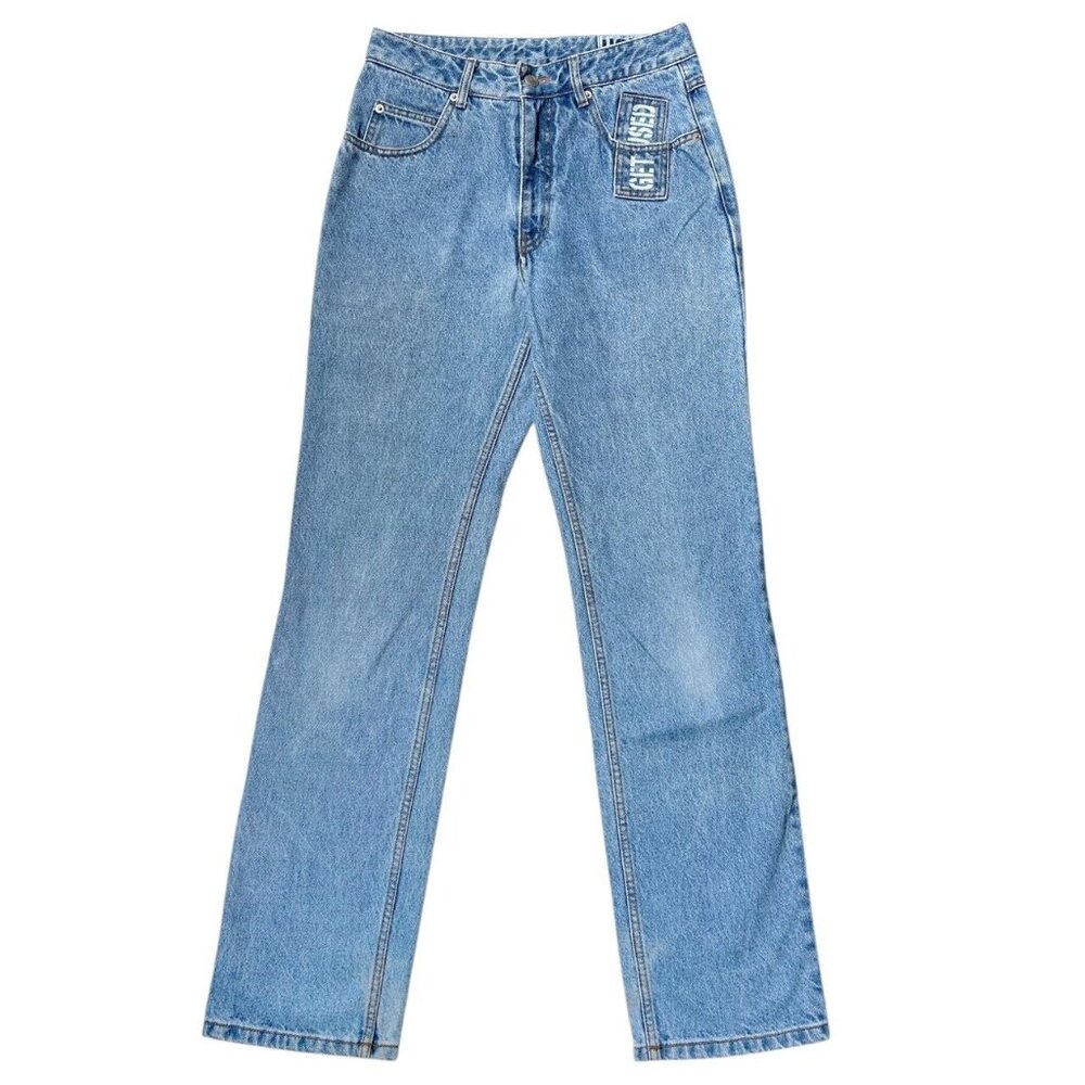 90s vintage Graffiti Patch Jeans High Rise Straight Leg Grunge Streetwear Elie.